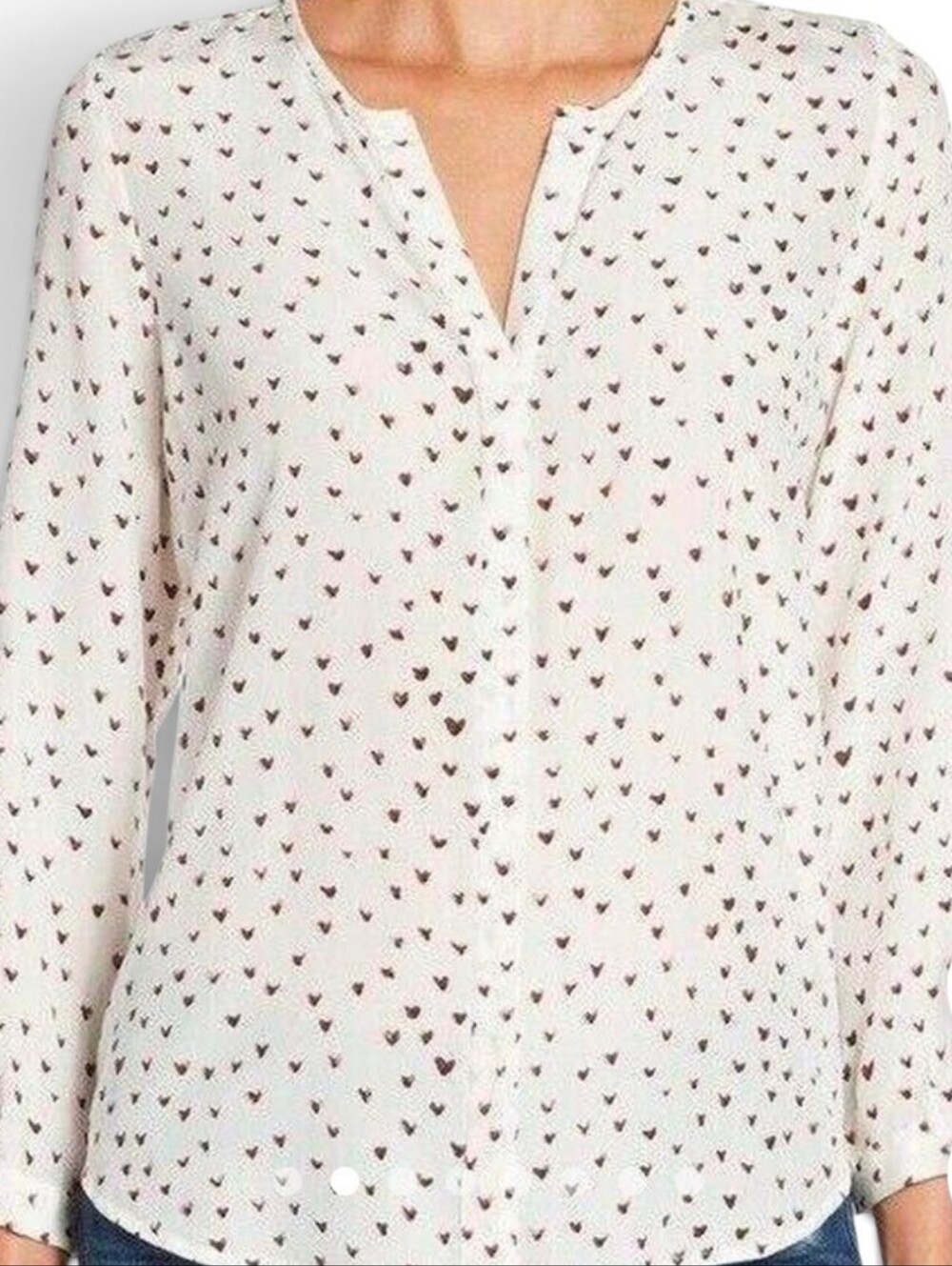 JOIE Purine Silk Abstract Heart Button Down Shirt - XS